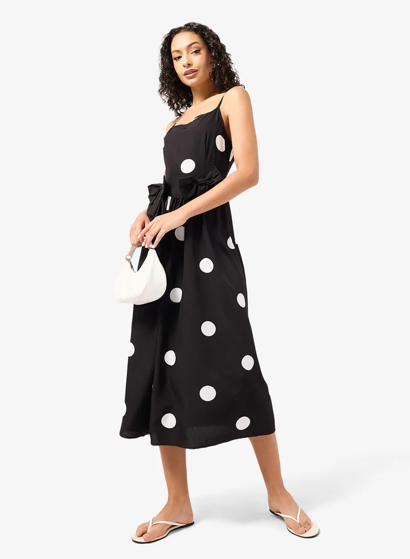 Ginger Strappy Polka Dot A Line Dress